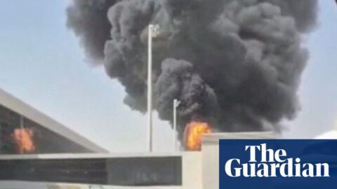Smoke and flames rise from airport
